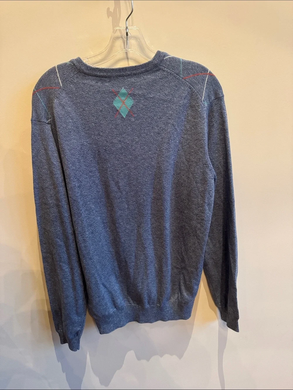 Bobby Jones Men's Blue Argyle V-Neck Sweater
